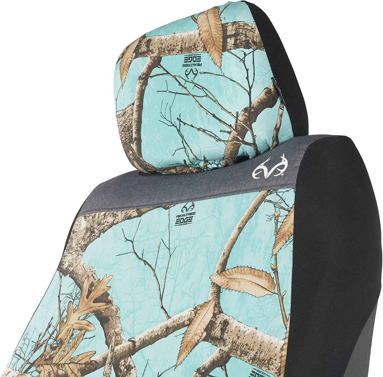 Realtree Edge Mint Camo Universal Low Back Bucket 2-PC Seat Cover set for Cars， Trucks and SUVs