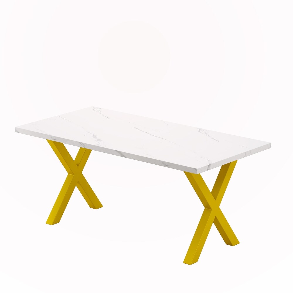 Square Dining Table with Printed Marble