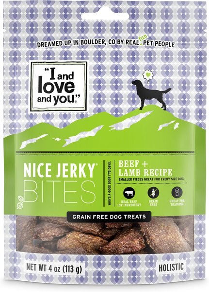 I and Love and You Nice Jerky Bites Beef and Lamb Grain-Free Dog Treats