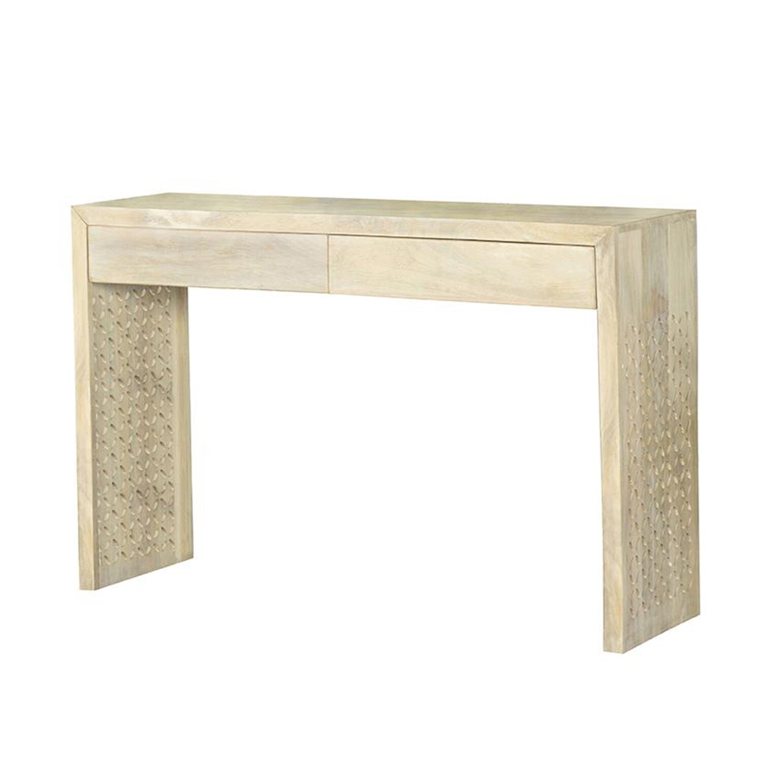 2 Drawers Console Table in White Washed