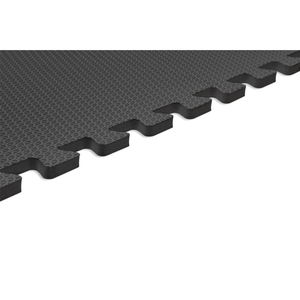 Norsk Black 24 in. x 24 in. x 0.47 in. Foam Interlocking Floor Mat (6-Pack) 240447