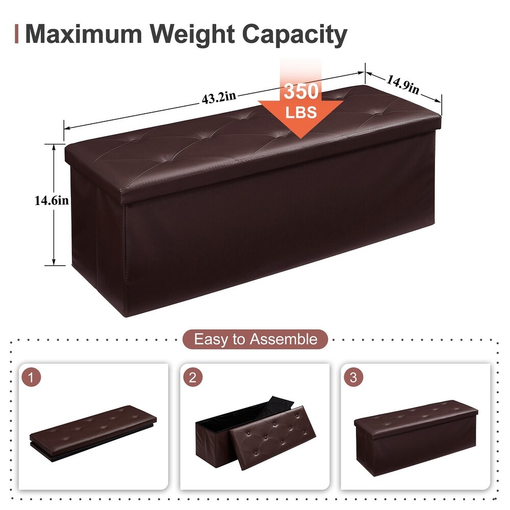 Folding Storage Ottoman  Foot Rest Stool Footstool  Leather Tufted Ottoman  Small Ottoman Cube for Living Room Bedroom Dorm