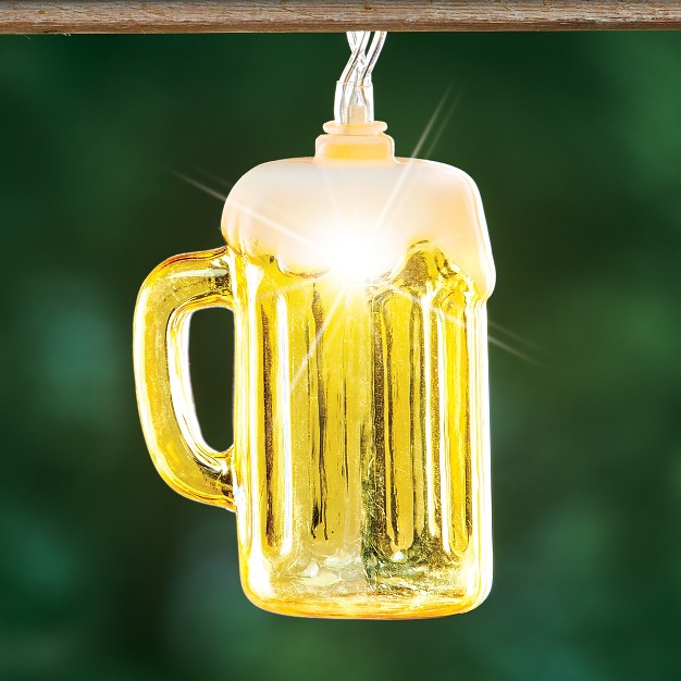 Collections Etc Battery operated Foam topped Beer Mug String Lights 10 Ft