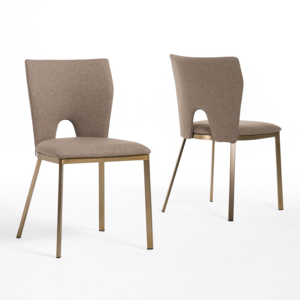 Modrest Burton Modern Beige   Brass Dining Chair (Set of 2)