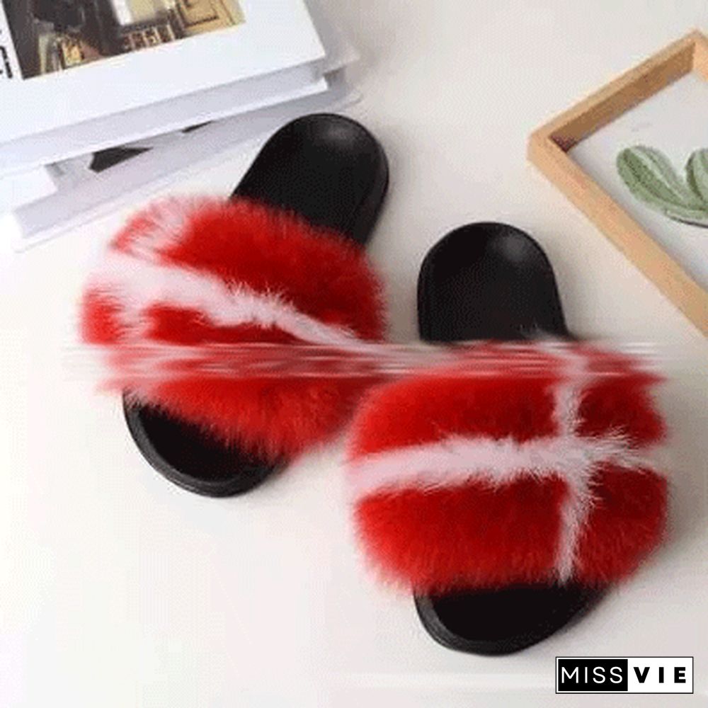 Furry Slippers Flat Half-drag Slippers