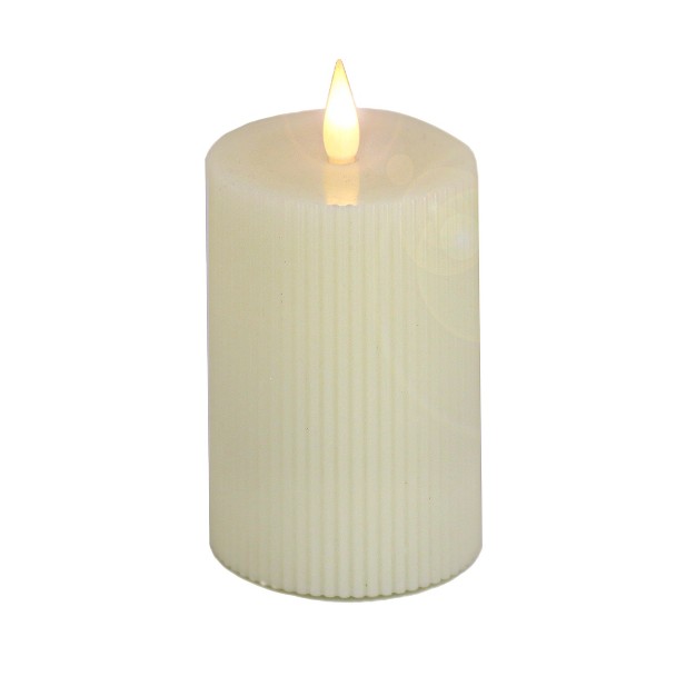 Hgtv Home Collection Georgetown Real Motion Flameless Candle With Remote Ivory With Warm White Led Lights Battery Powered 9 In