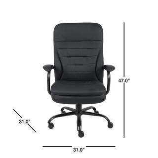 BOSS Office Products Black Caresoft Vinyl Big and Tall Desk Chair Heavy Duty Black Steel Constuction 400 LB Capacity B991-CP