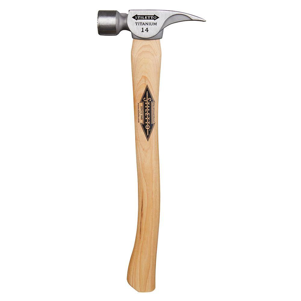 Stiletto 14 oz. Titanium Milled Face Hammer with 18 in. Curved Hickory Handle TI14MC