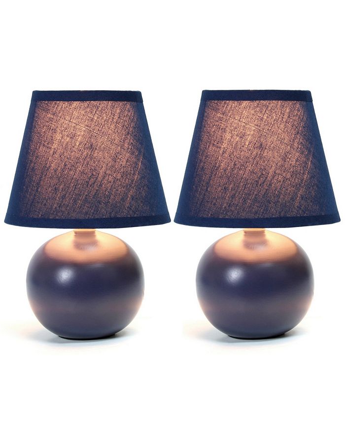 All The Rages Simple Designs Mini Ceramic Globe Table Lamp 2 Pack Set