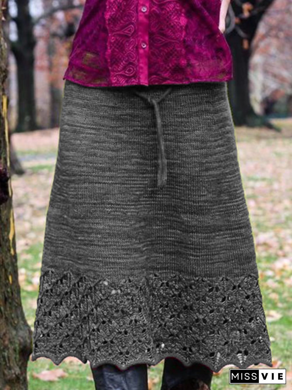 Cotton-Blend Casual Plus Size Skirt