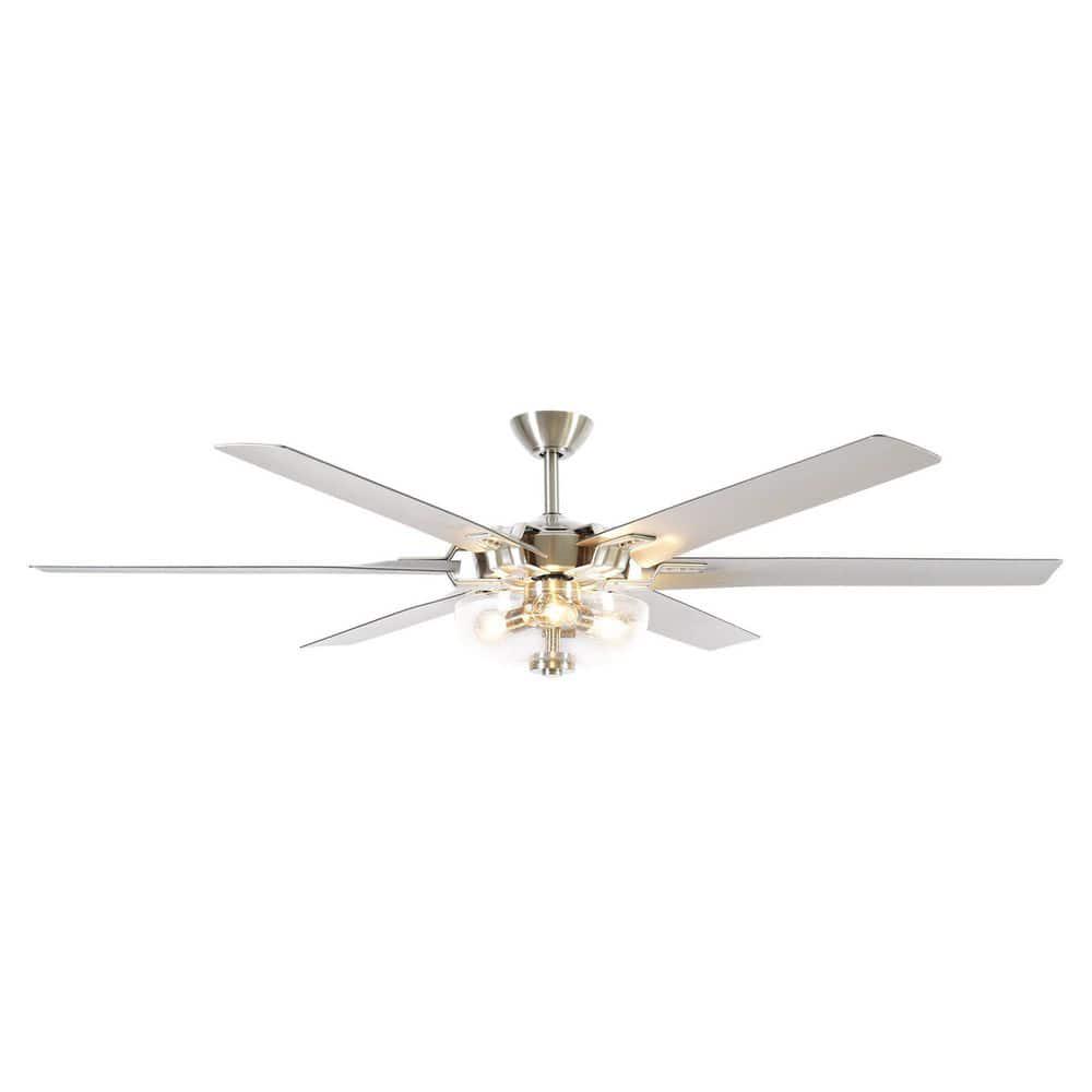 IHOMEadore 70 in Indoor Brushed Nickel Ceiling Fan with Remote Control