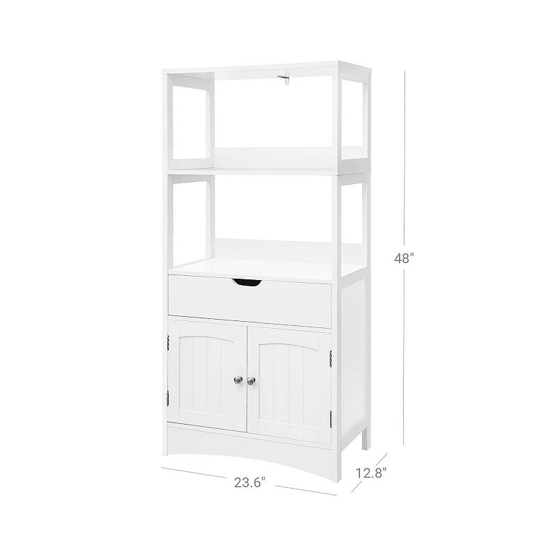 BreeBe Upper Shelves Bathroom Storage Cabinet White