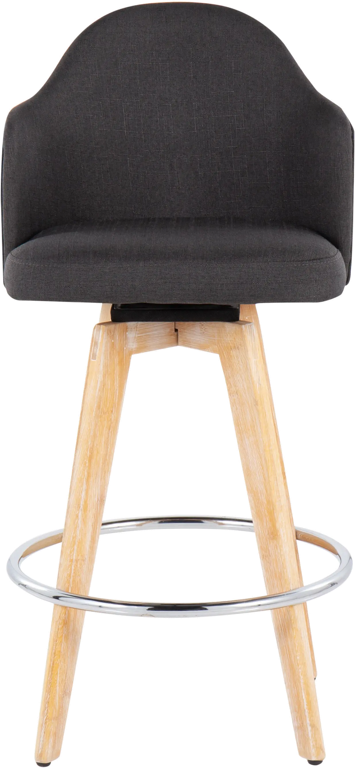 Ahoy Swiveling Gray Counter Stool with Natural Legs， Set of 2