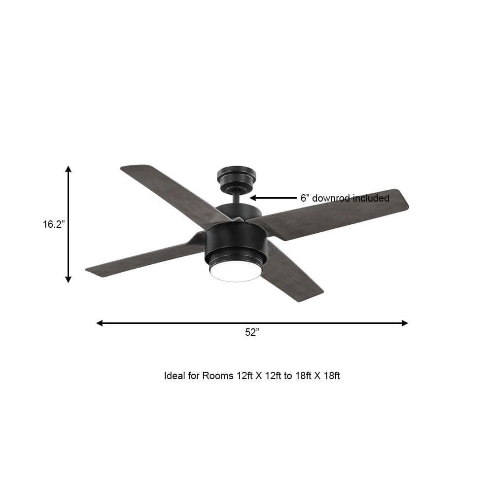 Home Decorators Collection Dinton 52 in Matte Black Outdoor Ceiling Fan with White Color Changing Integrated LED Light Kit and Remote Control