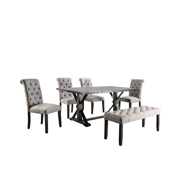 6pc Hepburn Dining Set Antique Black light Gray Homes Inside Out