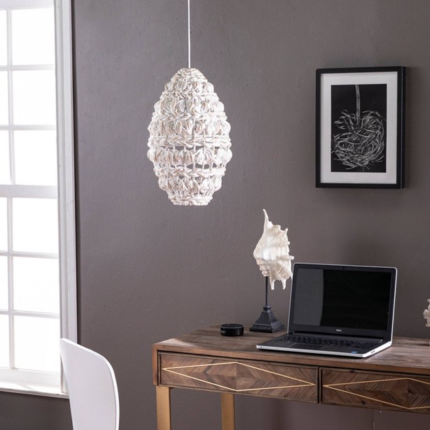 Sleydin Woven Pendant Shade Lampshades Whitewash Aiden Lane