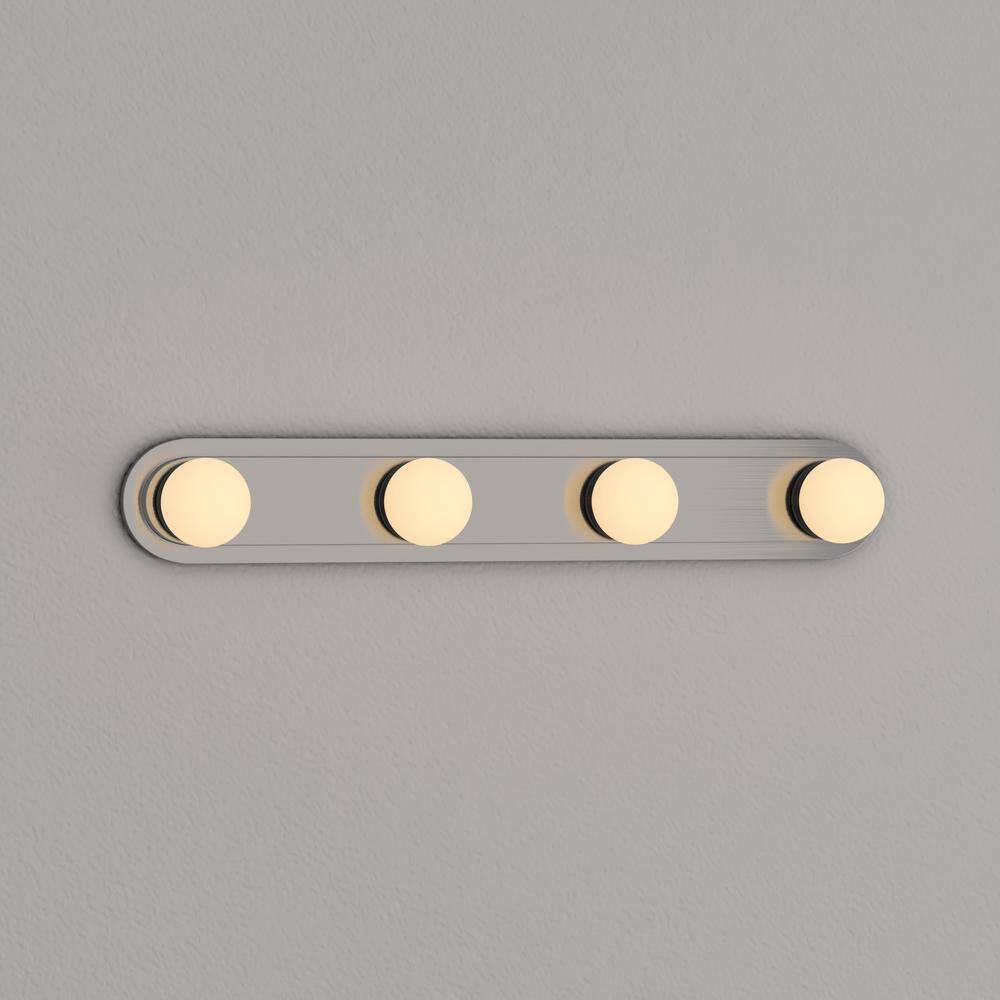 Hampton Bay Midford 24 in. 4-Light Brushed Nickel LED Vanity Light Bar with Frosted Shade 5900C-SN