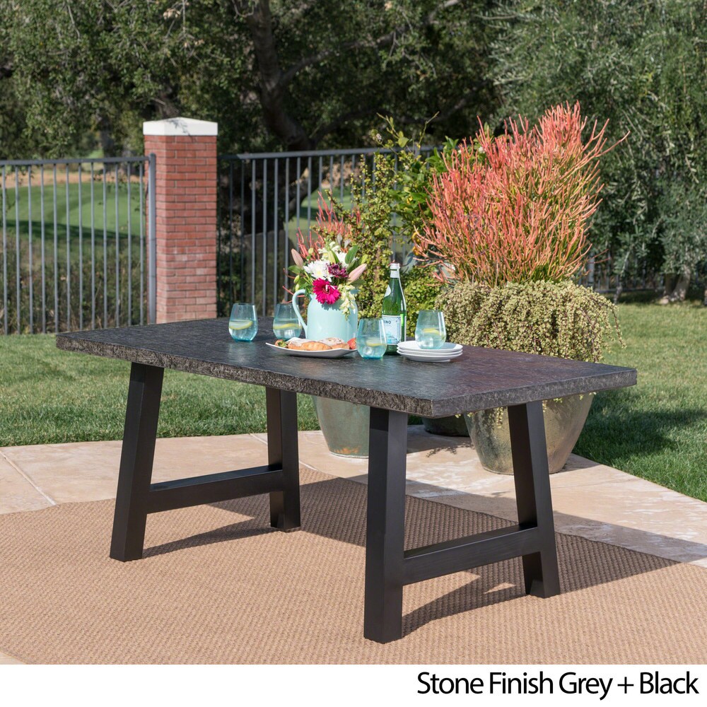 Valencia Outdoor Rectangle Light Weight Concrete Dining Table by Christopher Knight Home   70.25\