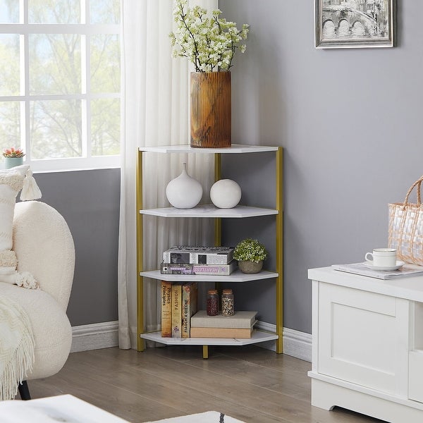 Corner End Table 4-Tier Open Shelves