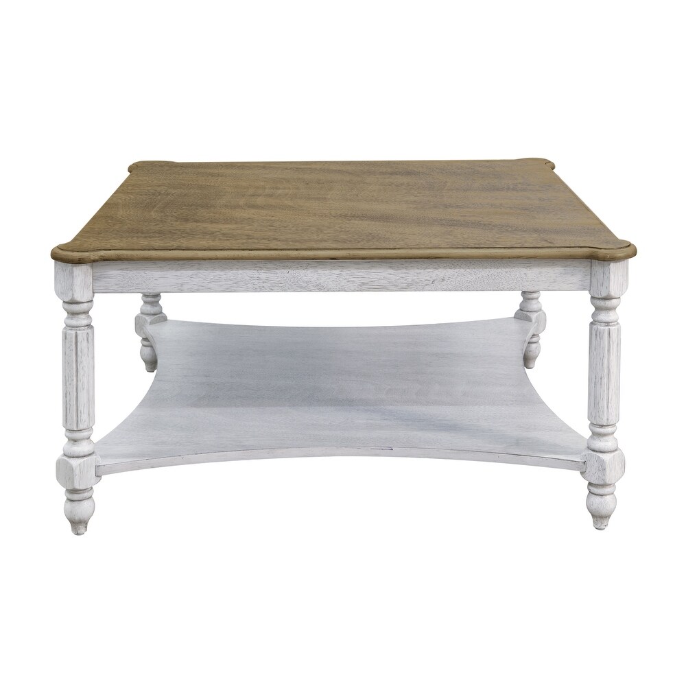 GALANO Marcello 33.1 in. Square Solid Wood Top Coffee Table