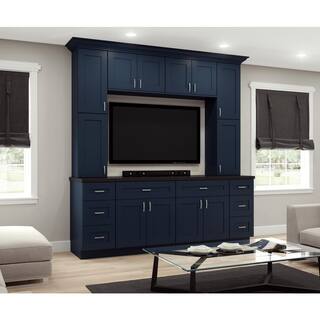 Home Decorators Collection Newport Blue Painted Shaker 0.63 in. W x 23.88 in. D x 34.5 in. H in White Kitchen Cabinet End Panel MBEP-NMB