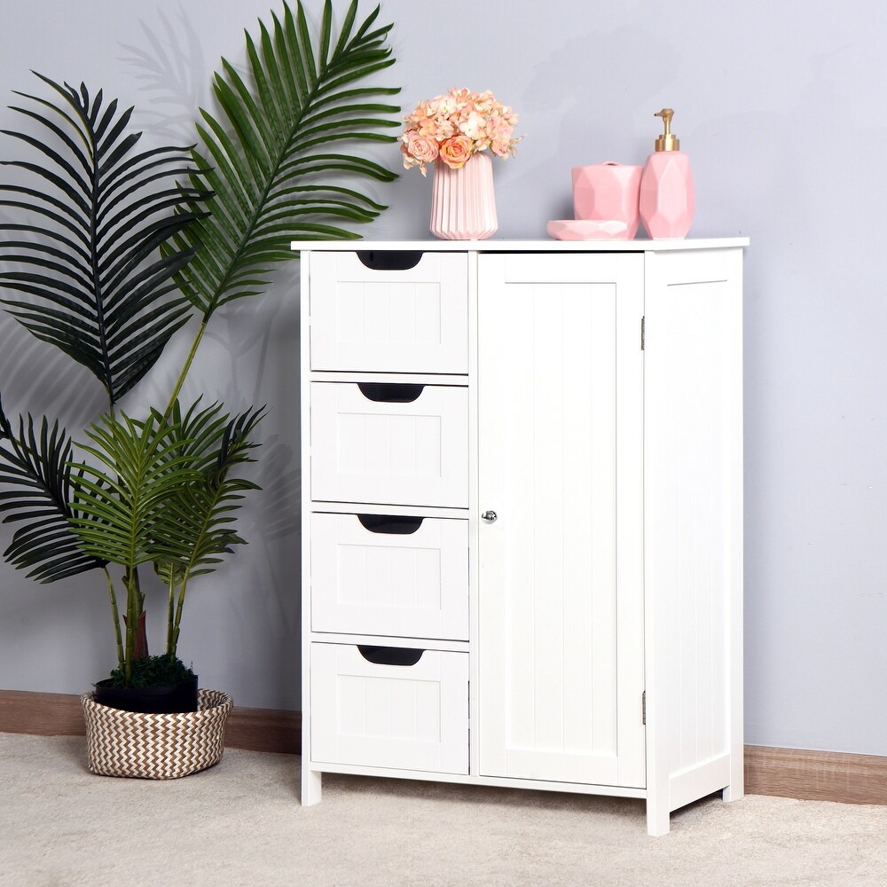 Bathroom Storage Cabinet Floor Cabinet with Adjustable Shelf  Drawers