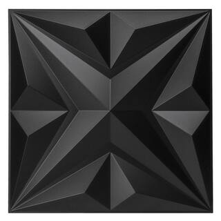 Art3dwallpanels 19.7 in. x 19.7 in. 32 sq. ft. Black PVC 3D Wall Panel Star Textured for Interior Wall Decor (Pack of 12-Tiles) A10hd050BKP12