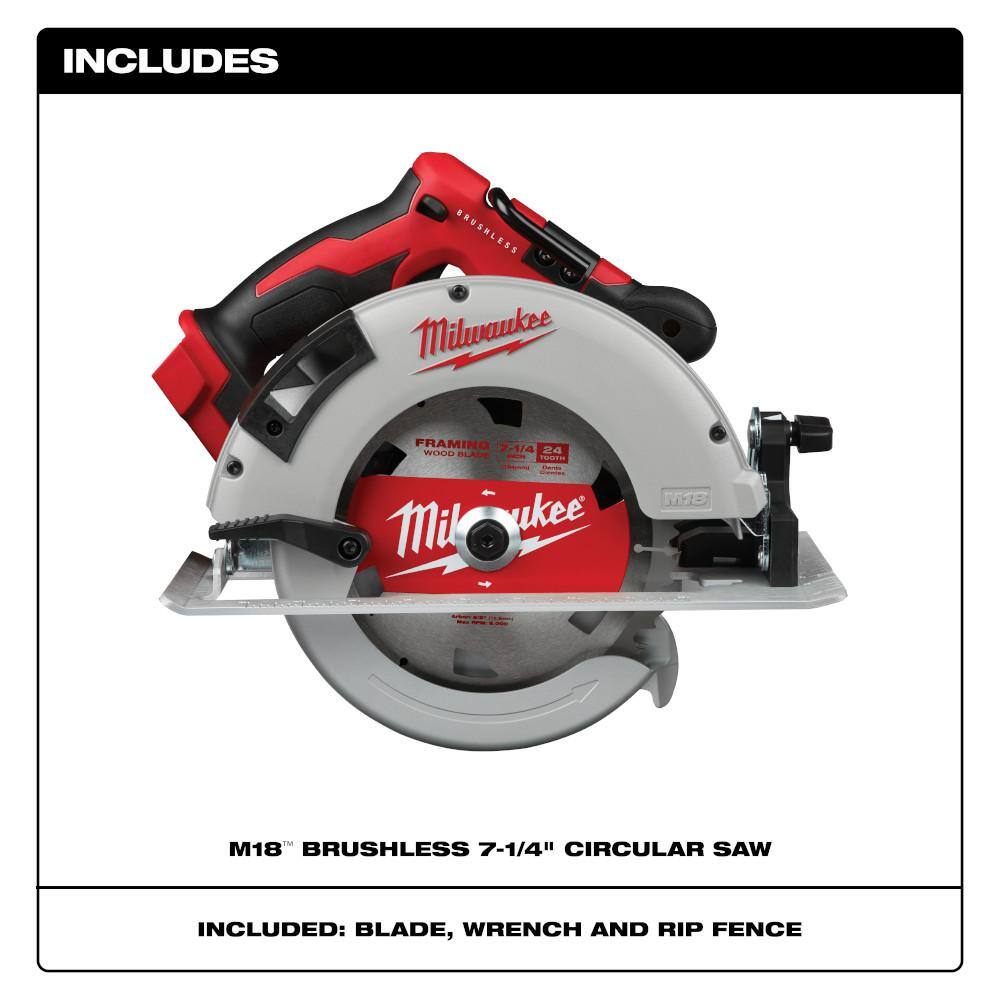 MW M18 18V Lithium-Ion Brushless Cordless 7-14 in. Circular Saw with 5.0Ah Battery 2631-20-48-11-1850