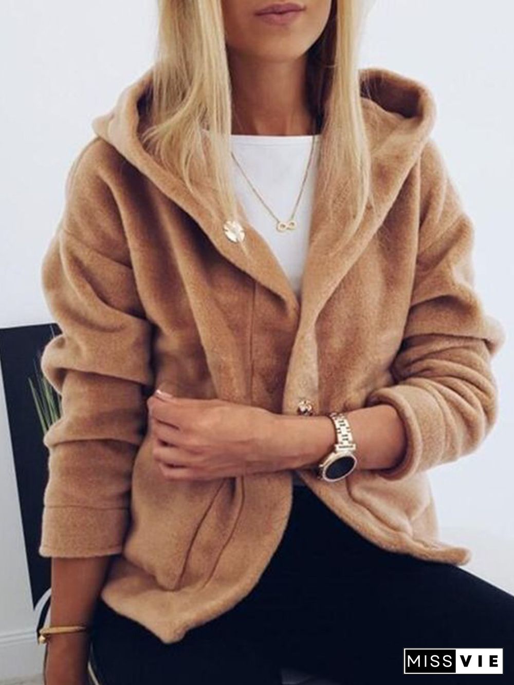 Casual Loose Plain Hoodie Long sleeve Overcoat