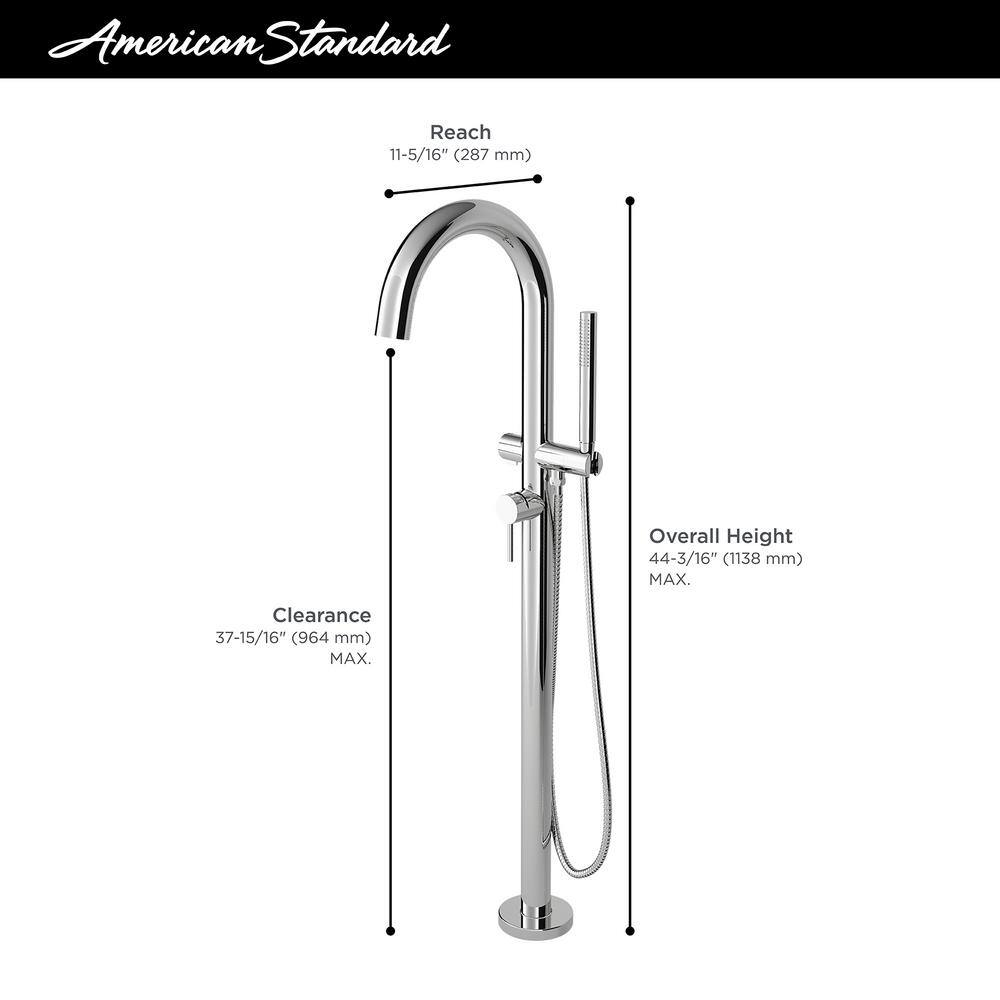 American Standard Contemporary Round Single-Handle Freestanding Tub Filler for Flash Rough-in Valve with Hand Shower in Matte Black T064951.243