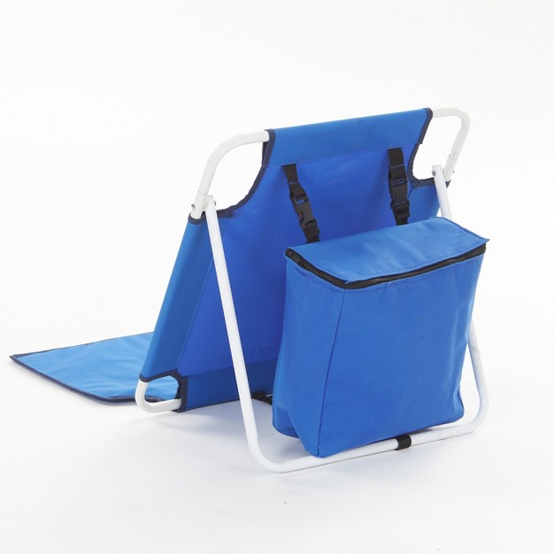 The Lakeside Collection Folding Beach Chair With Cooler Blue