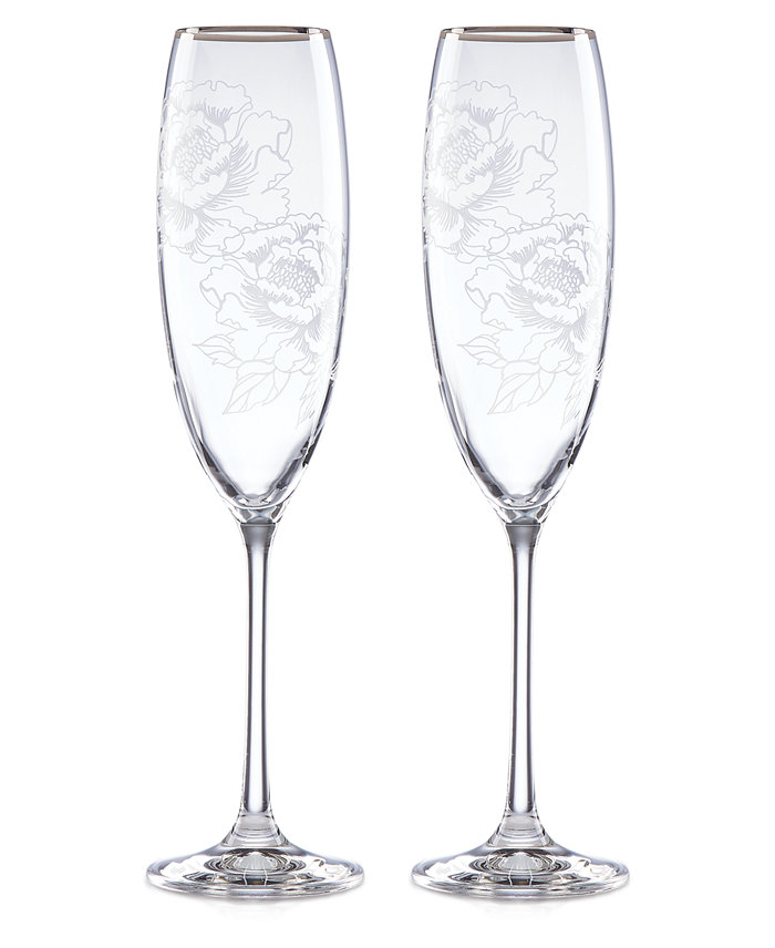 Lenox Silver Peony Toasting Flutes