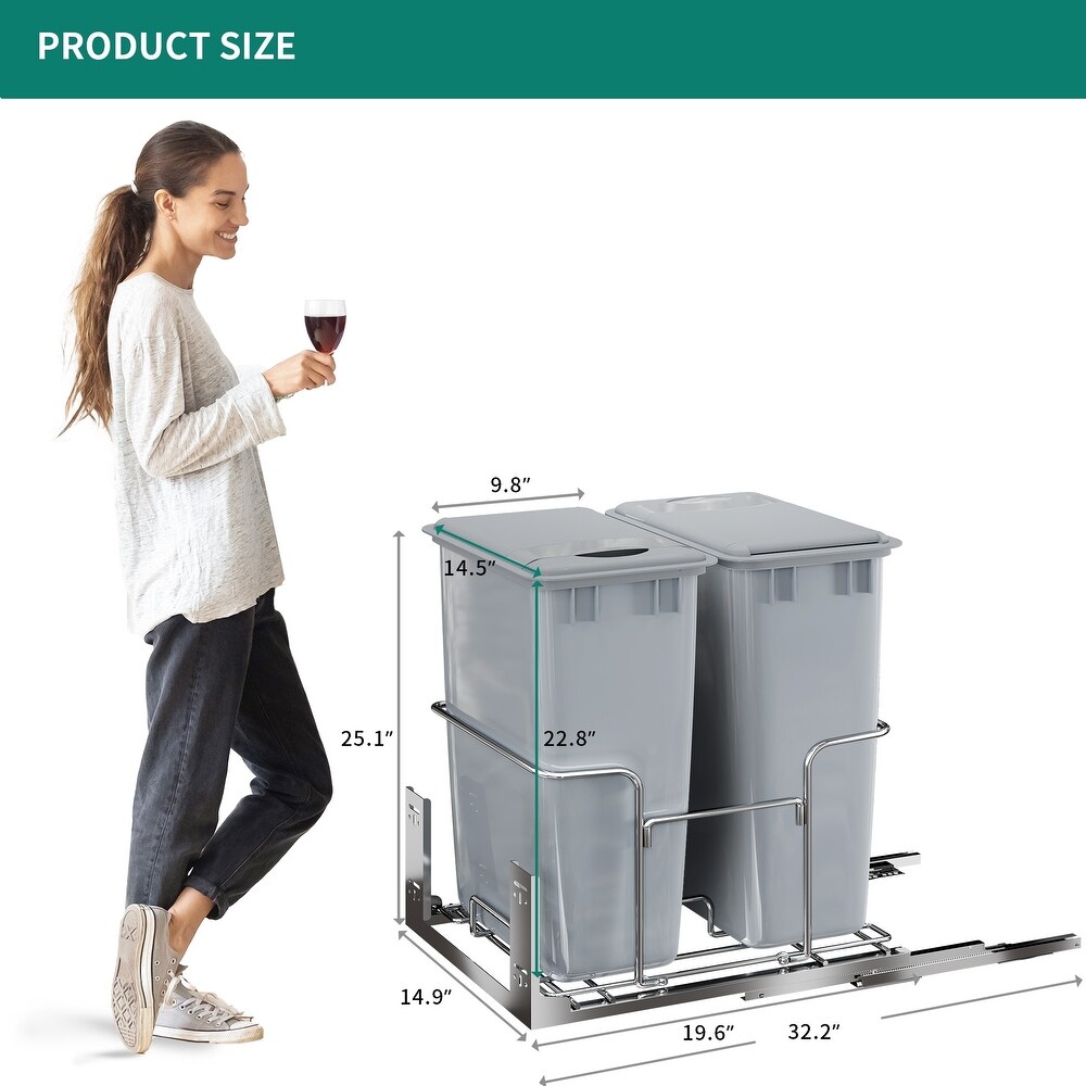 Double 43 Quart Pull Out Kitchen Waste Containers