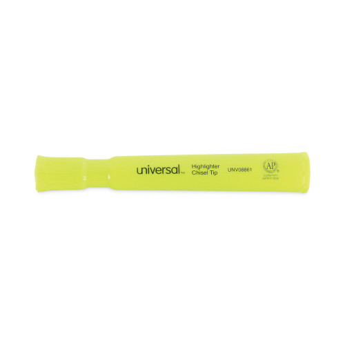 Universal Desk Highlighters， Chisel Tip， Fluorescent Yellow， Dozen (08861)