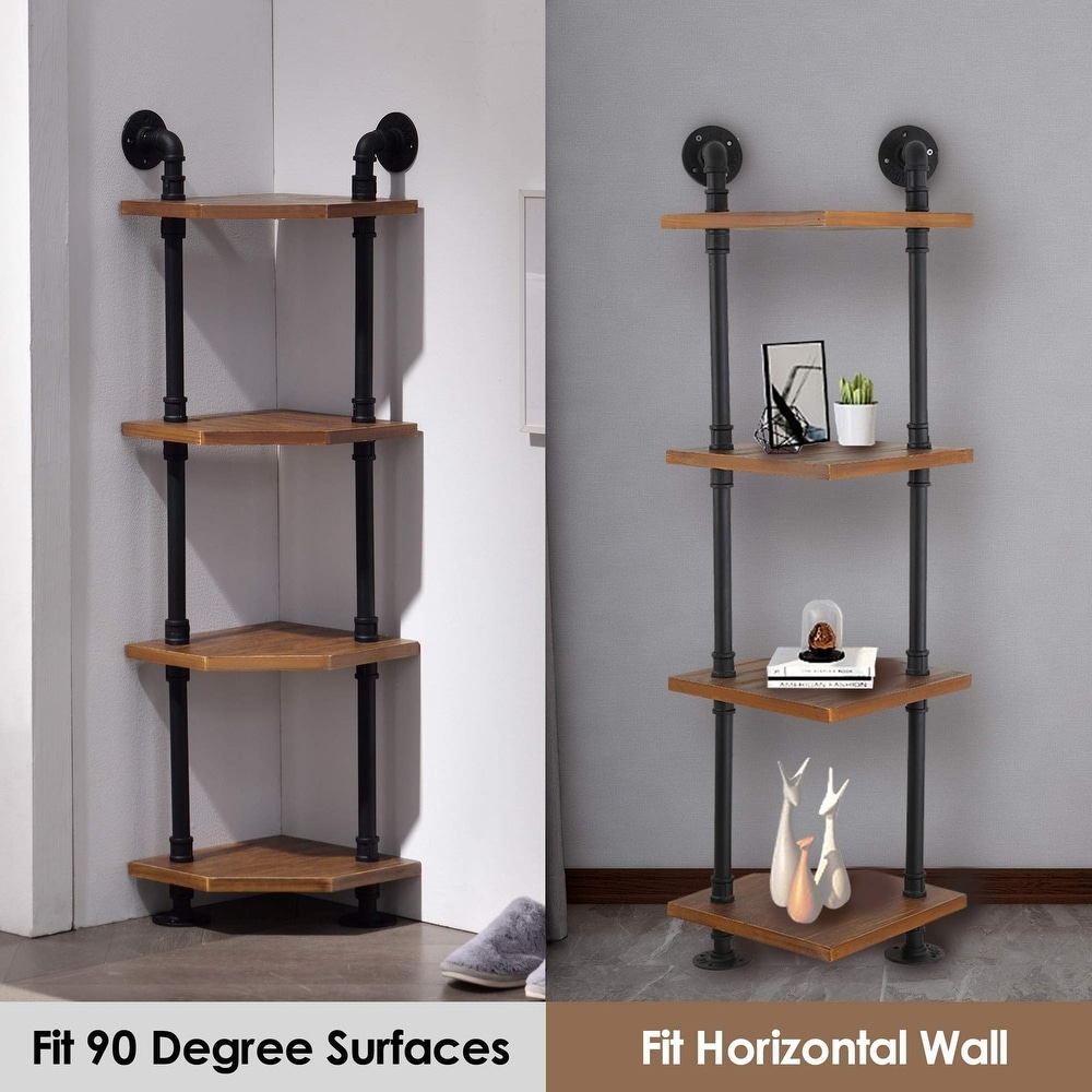 MCombo Industrial Wall Mount Pipe Shelves  Solid Wood