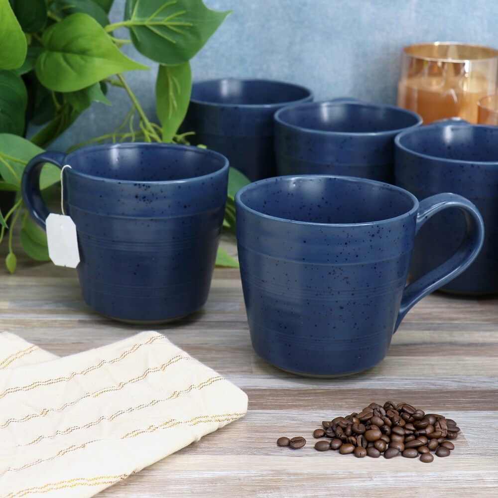 Bee and Willow Milbrook 6 Piece 15 Ounce Stoneware Mug Set in Speckled Blue