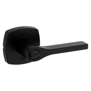 Kwikset Tripoli Matte Black Keyed Entry Door Lever with Soft Modern Rose Featuring SmartKey Security 740TPLMDT514SMT