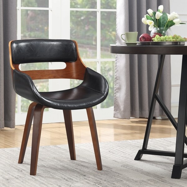 Wood and Faux Leather Mid-Century 18-Inch Dining Chair