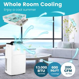 Costway 13000 BTU Portable Air Conditioner 4-in-1 AC Unit Cools 250 Sq.Ft. with Remote Heat Dehumidifier  Fan Mode in White FP10269US-WH