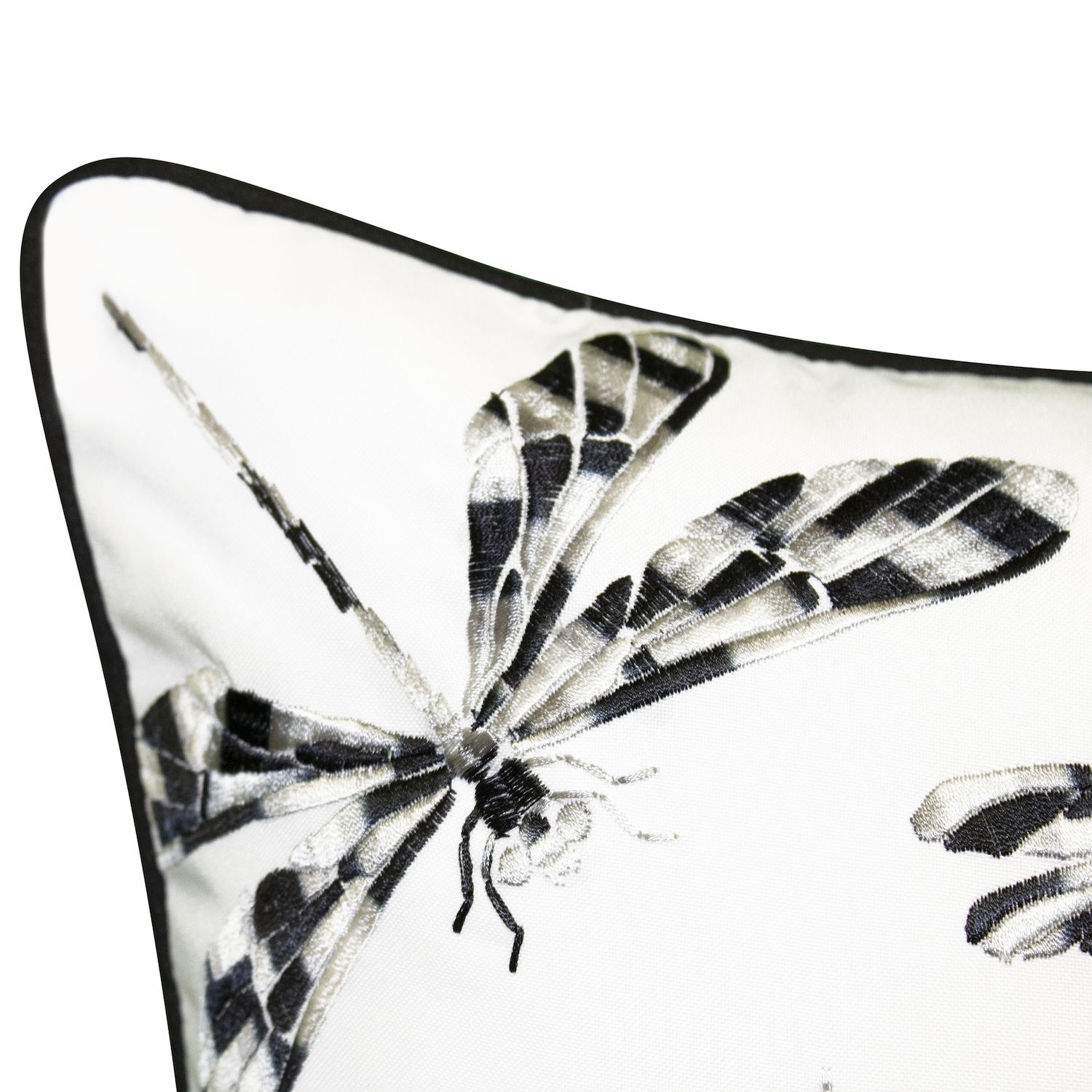 Edie@Home Indoor Outdoor Embroidered Dragonflies Throw Pillow