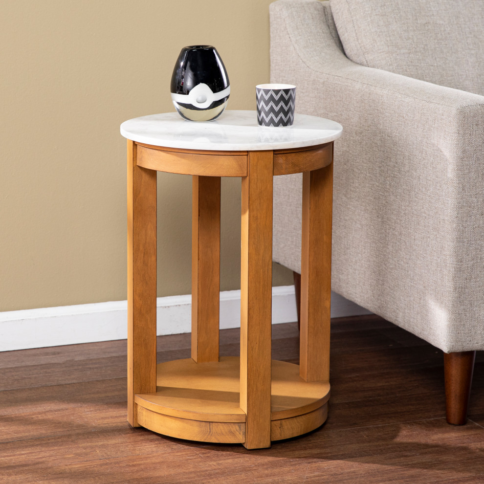 Sylvie Round End Table   Transitional   Side Tables And End Tables   by SEI  Houzz