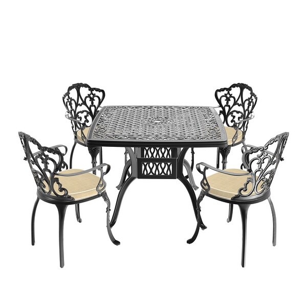 Outdoor cutlery set，(Cushions In Random Colors)3Piece Set Of Cast Aluminum Patio Furniture With Cushions