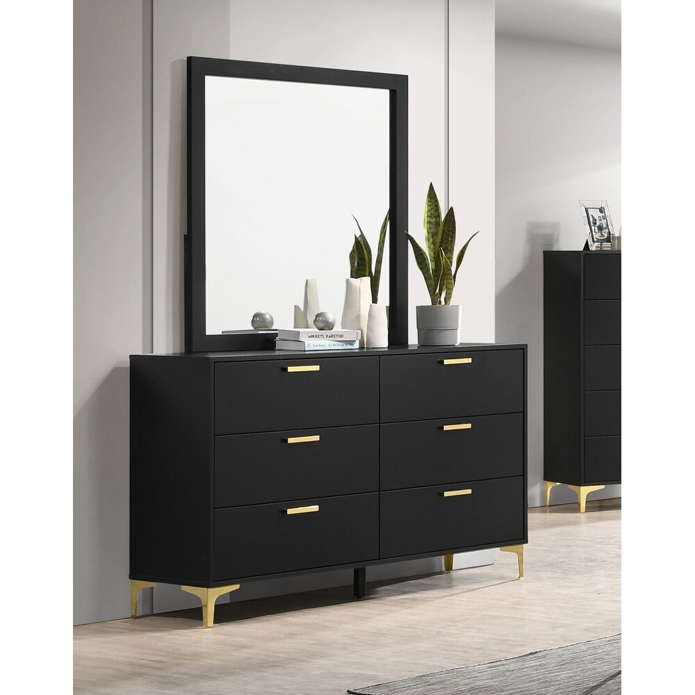 Lexie Black and Gold 6 Drawer Rectangular Dresser