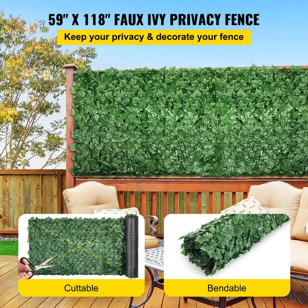 VEVOR 59 in. x 118 in. Faux Leaf Artificial Hedges 3-Layers Greenery Leaves Panel Ivy Privacy Fence Screen for Garden RZZWWLYC59118QV5NV0