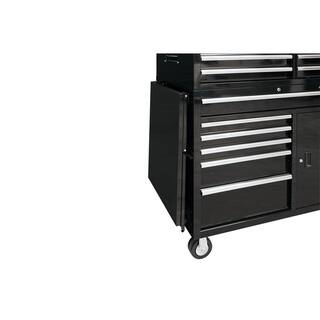 Husky 41 in. W x 24.5 in D Standard Duty 12-Drawer Rolling Tool Chest and Top Tool Cabinet with Side Table in Gloss Black HOTC4112B13S