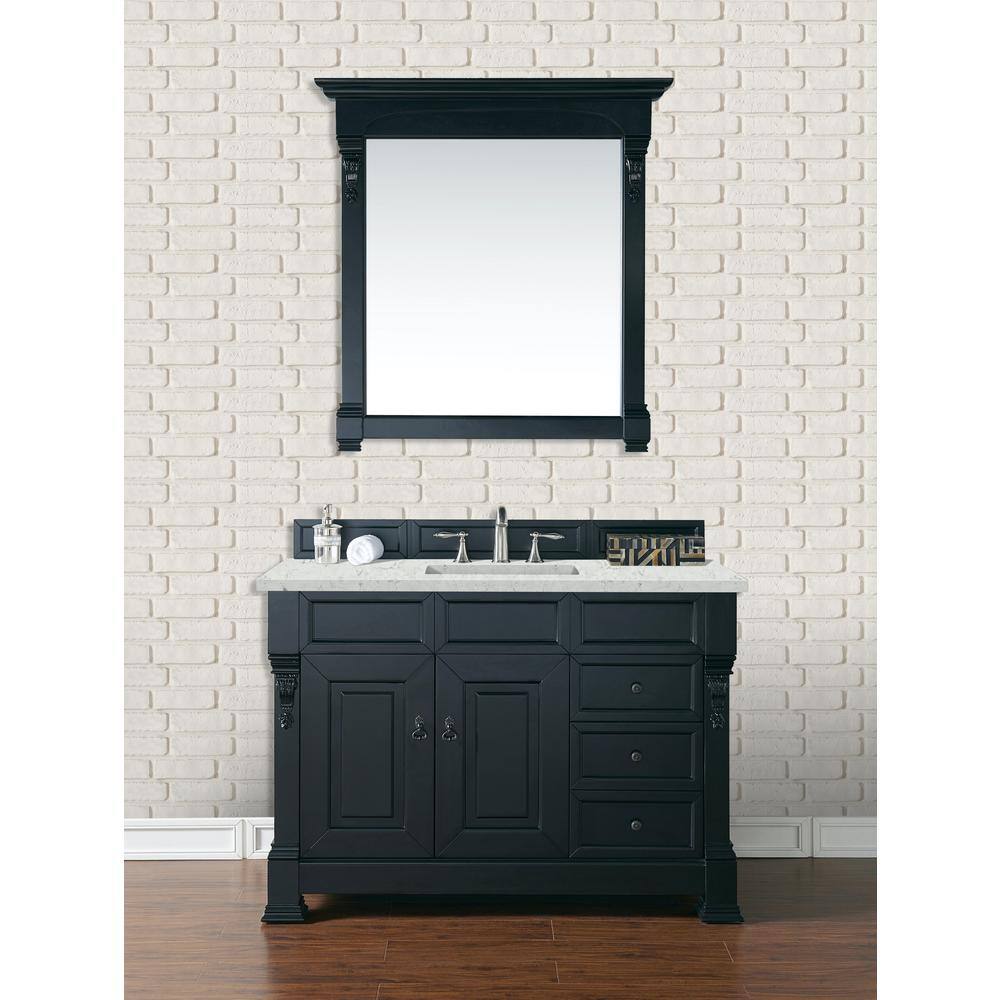 James Martin Vanities Brookfield 48 in. W x 23.5 in. D x 34.3 in. H Single Bath Vanity in Antique Black with Eternal Jasmine Pearl Quartz Top 147-114-5236-3EJP