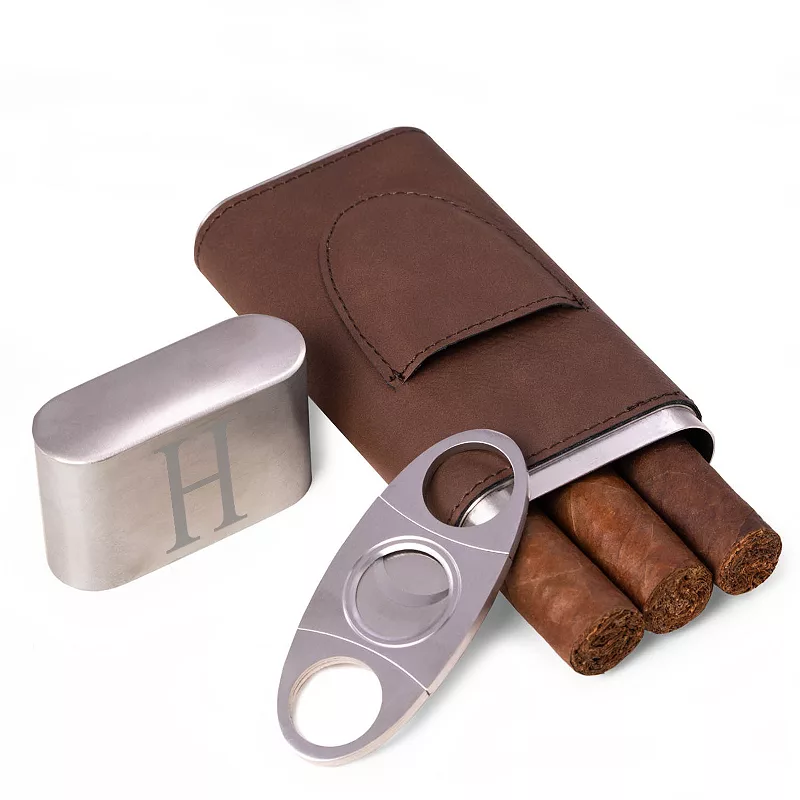 Monogrammed Brown Finley Cigar Case