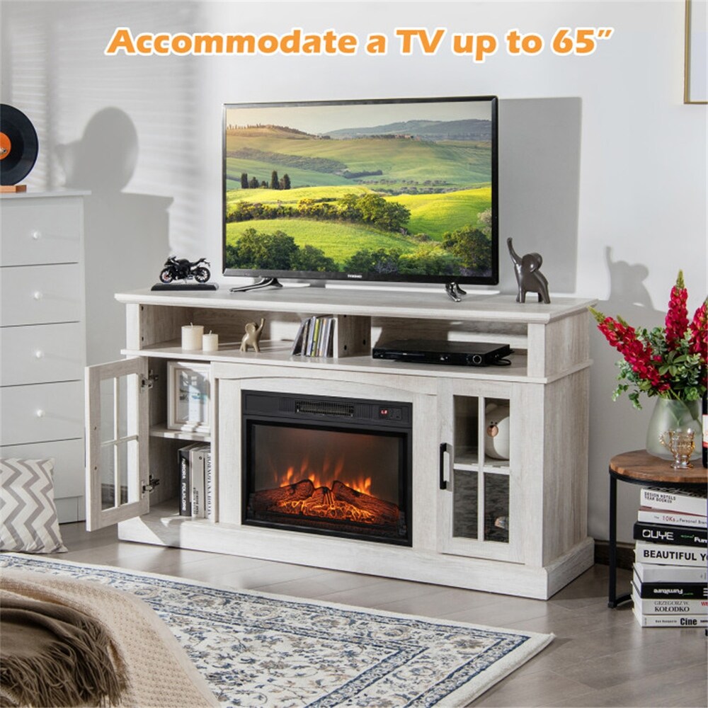 Mordern Fireplace TV Stand for TVs Up to 65 Inch with Cabinets