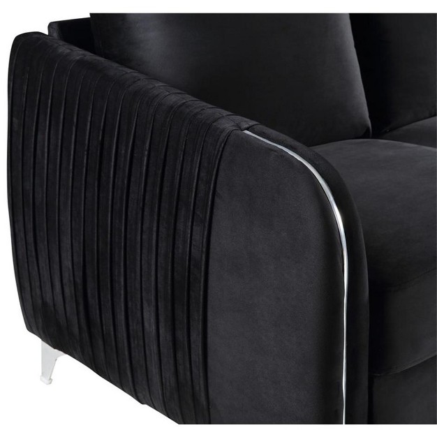 Simple Relax Velvet Modern Chic Accent Armchair In Black