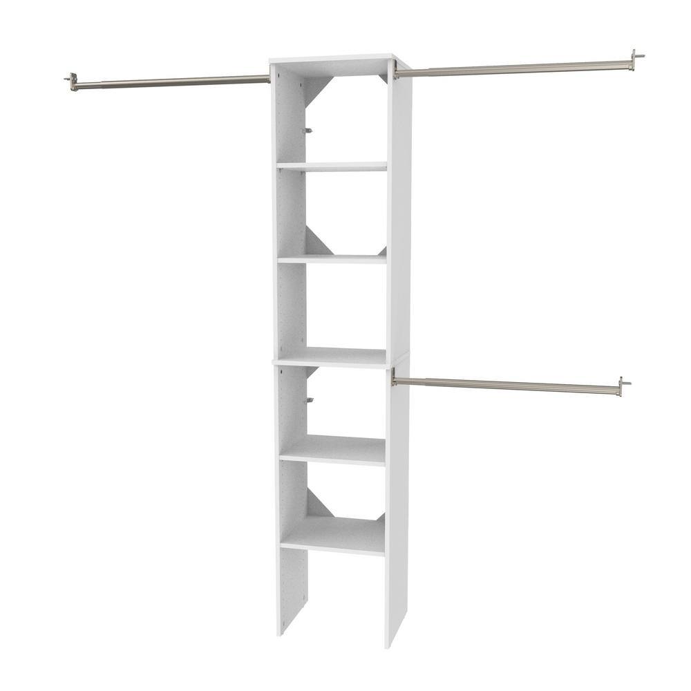 ClosetMaid Style+ 72 in. W - 113 in. W White Narrow Wood Closet System 4358
